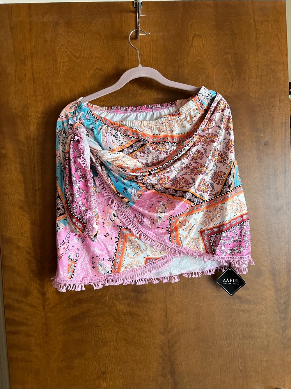 Zaful Pink Tassel Beach Wrap
